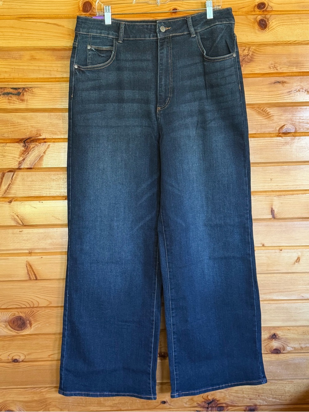 Well Worn Women’s High Rise Wide Leg Jeans - Dark Blue Size 14 Length 31.5 in